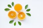 Fresh Orange Citrus Fruit On White Background Stock Photo