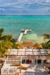 Wooden Pier Dock And Ocean View At Caye Caulker Belize Caribbean Stock Photo