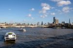 View Along The River Thames Towards The Financial District Stock Photo