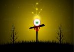 Halloween Blood Eyeball Cross Graveyard Tree Thunderbolt Stock Photo