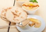 Hummus With Pita Bread Stock Photo