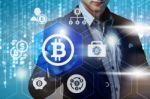 Crypto-currency,  Bitcoin Internet Virtual Money. Currency Techn Stock Photo