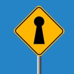 Key Hole In Traffic Sign Stock Photo