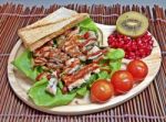 Roasting Chicken And Tomatoes Salad Stock Photo