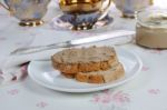 Chicken Liver Pate On Bread Stock Photo