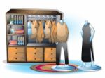 Cartoon  Illustration Interior Clothing Room With Separated Layers Stock Photo