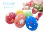 Easter Eggs And Roses Stock Photo