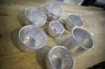 Thai Vintage Pattern Silver Cups Stock Photo