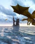 3d Fantasy Dragon In Mythical Island Stock Photo