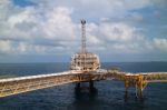 Offshore Construction Platform For Production Oil And Gas Industry Stock Photo