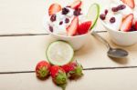 Fruit And Yogurt Salad Healthy Breakfast Stock Photo