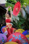 Thai Woman In Traditional Costume Stock Photo