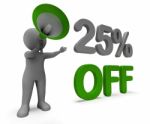 Twenty Five Percent Off Character Means Cut Rate Or Sale 25% Stock Photo