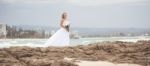 Bride At Snapper Rock Beach In New South Wales Stock Photo