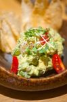 Avocado And Shrimps Salad Stock Photo