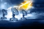 Digital Illustration Of Satellite Dish Transmission Stock Photo