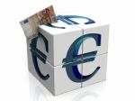 Cube With Euro Symbol Stock Photo