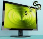 Dollar Symbols Coming From Screen Stock Photo