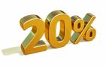 3d Gold 20 Twenty Percent Discount Sign Stock Photo