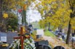 Wooden Cross On Christian Cemetery Stock Photo