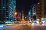 Tokyo Tower At Night Stock Photo