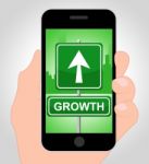 Growth Online Indicates Mobile Phone And Cellphone Stock Photo