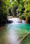 Beautiful Waterfall At Erawan National Park In Kanchanaburi ,tha Stock Photo