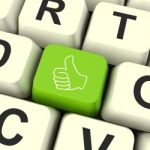 Thumbs Up Computer Key Stock Photo