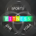 Fitness Activities Displays Sports Yoga And Gym Exercise Stock Photo