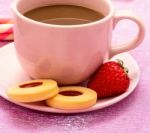 Coffee With Cookies Represents Caffeine Biscuits And Crackers Stock Photo