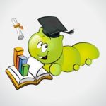 Bookworm With Graduation Cap Stock Photo