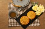 Chinese Moon Cake With Tea Ceremony Stock Photo