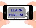 Learn English Phone Means Language Learning And Esol Stock Photo