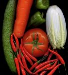 Vegetables Over Black Stock Photo