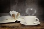 Still Life  Cup Of Coffee And Book Stock Photo