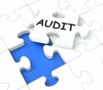 Audit Puzzle Shows Auditing And Reports Stock Photo