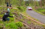 P. O' Connell Driving Mitsubishi Evo Stock Photo