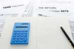 Tax Return 2015 With Calculator Stock Photo