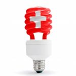 Switzerland Flag On Energy Bulb Stock Photo