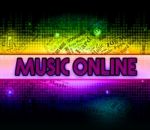 Music Online Means World Wide Web And Acoustic Stock Photo