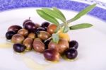 Plate With Olives Stock Photo