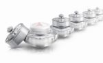 Several Silver Deluxe Cosmetic Jar On White Background Stock Photo