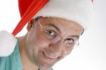 surgeon Wearing Christmas Hat Stock Photo