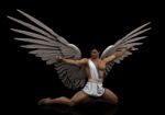 Male Angel Sitting Stock Photo