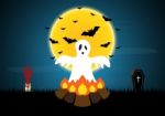 Halloween Ghost Bonfire Hand Coffin Moon Bat  Stock Photo