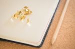 Simple Office Desk With Necessary Tool Stock Photo