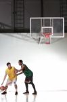 Basketball Player Carry Ball Stock Photo