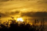 Dramatic Cloudy Sky In Twilight Time Stock Photo