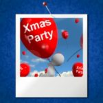 Xmas Party Balloons Photo Show Christmas Celebration And  Festiv Stock Photo