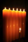 Line Of Burning Candles Stock Photo